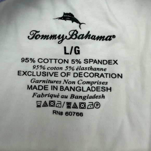 Tommy Bahama Mens Size Large White Crew Neck T-Shirt - Picture 4 of 7